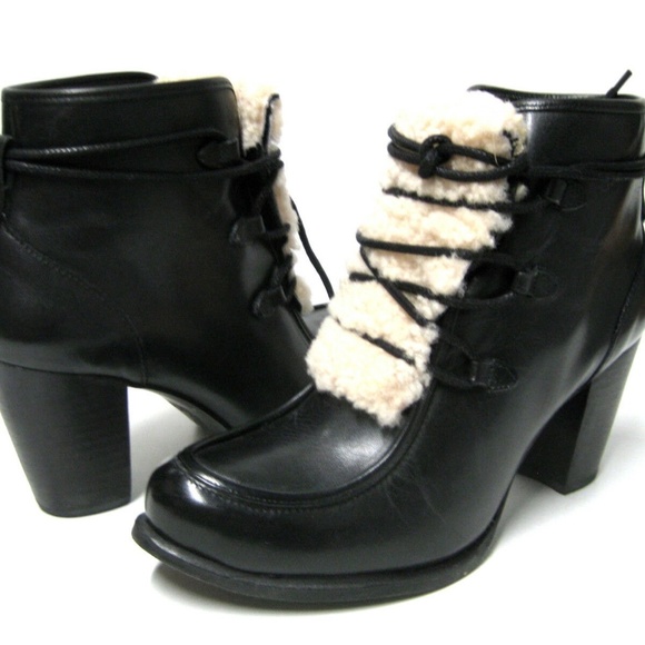 UGG Women Shearling Fur Black Boot - Picture 3 of 4